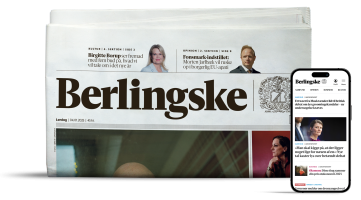 Billede af en mobil som besøger berlingske.dk og Berlingske som avis